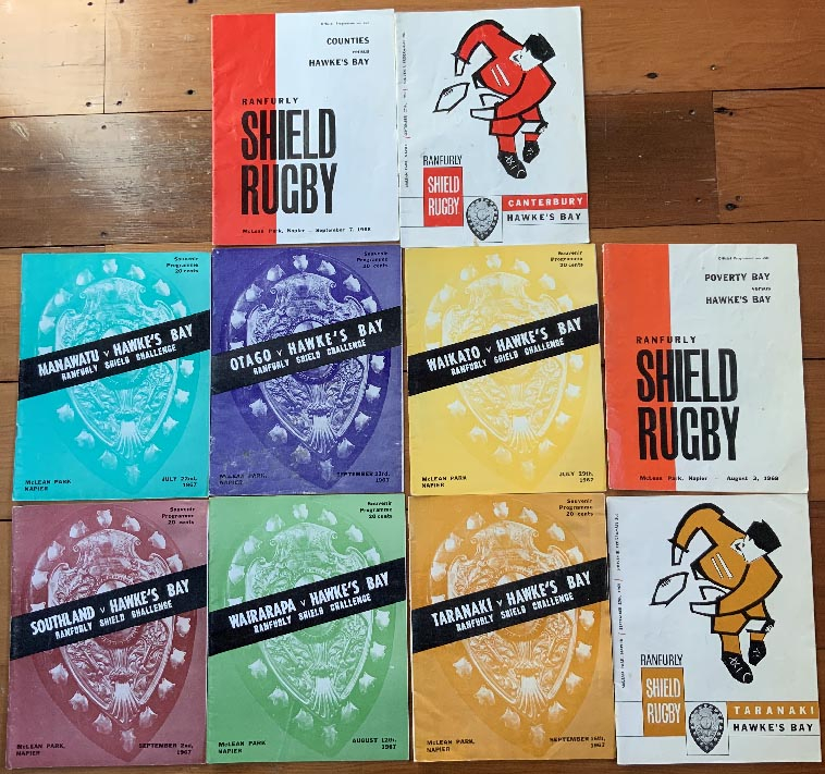 10 New Zealand Rugby programmes featuring the famous provincial unbeaten reign of Ranfurly Shield wins by Hawkes Bay in the late 1960s